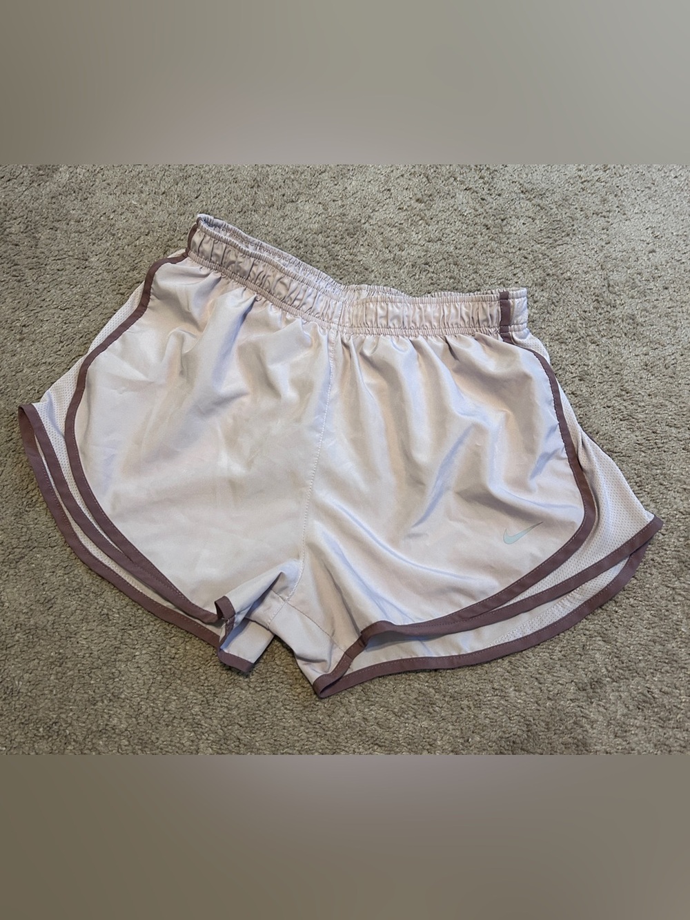 Nike Women's Pale lilac purple Athletic Shorts with Mauve Trim size large